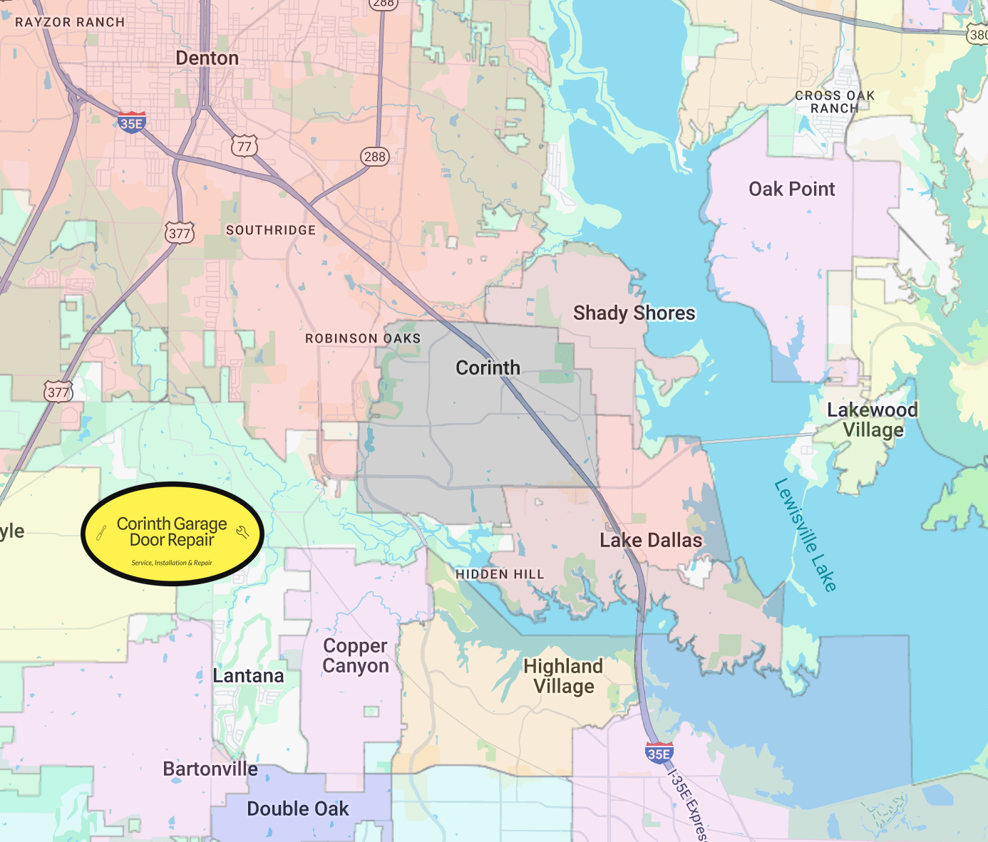 corinth-texas-nearby-cities-map